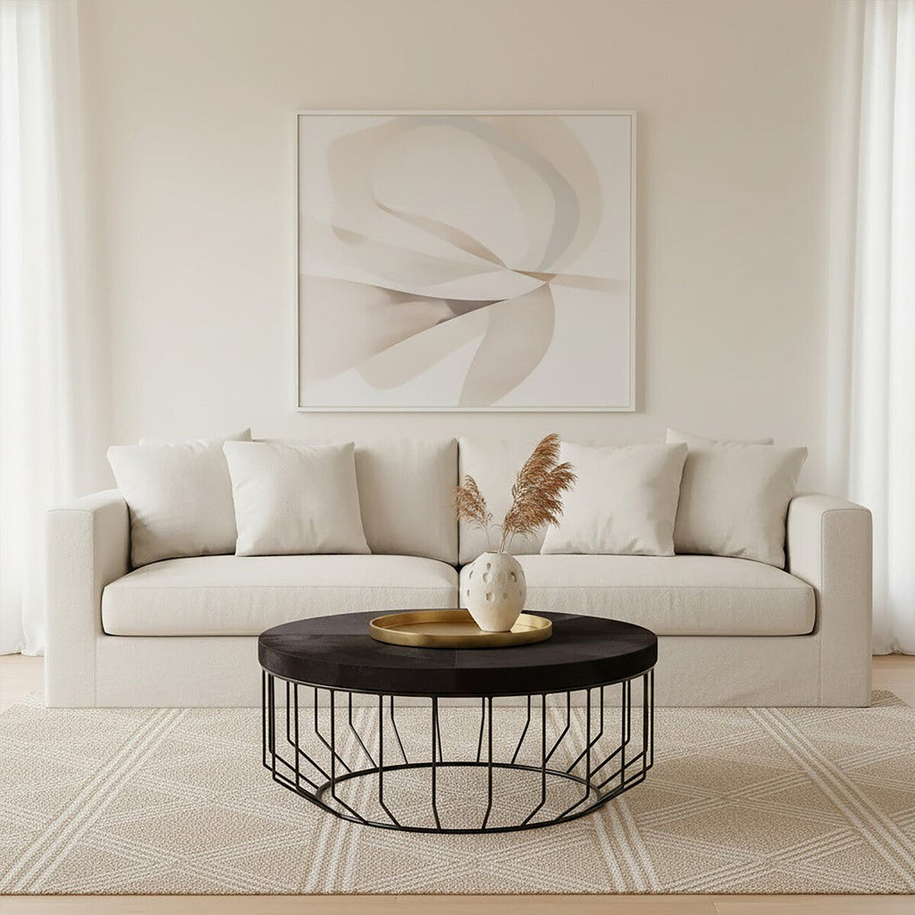 Orsina Kensington Townhouse Round Hair-On-Hide Leather Coffee Table