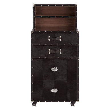 Orsina Kensington Townhouse Black Hair On Leather Drinks Cabinet