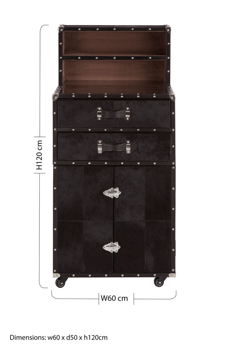 Orsina Kensington Townhouse Black Hair On Leather Drinks Cabinet