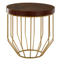 Orsina Kensington Townhouse Tan Leather Side Table with Gold Base