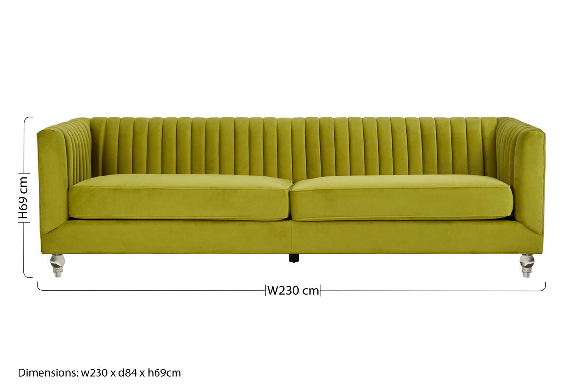 Orsina Brasa 3-Seater Green Velvet Sofa – Channel Tufted Modern Couch
