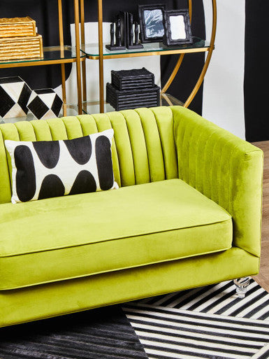 Orsina Brasa 3-Seater Green Velvet Sofa – Channel Tufted Modern Couch