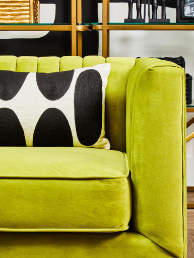 Orsina Brasa 3-Seater Green Velvet Sofa – Channel Tufted Modern Couch