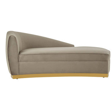 Orsina Batix Grey Velvet Left Arm Chaise Longue with Gold Base