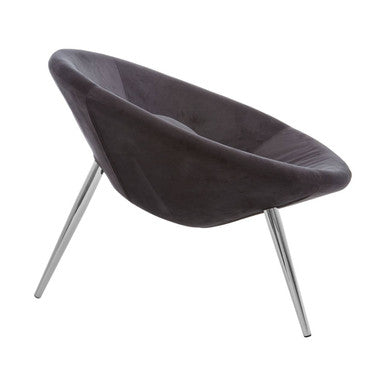 Orsina Arto Conic Black Velvet Accent Chair with Chrome Metal Legs