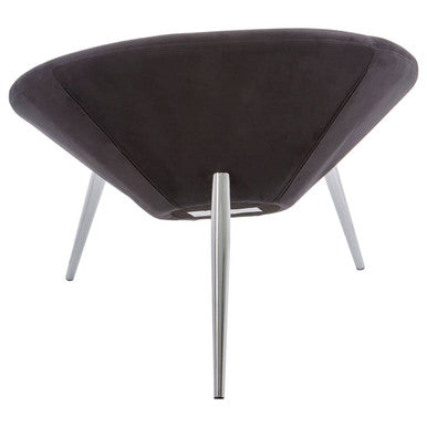 Orsina Arto Conic Black Velvet Accent Chair with Chrome Metal Legs