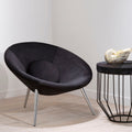 Orsina Arto Conic Black Velvet Accent Chair with Chrome Metal Legs