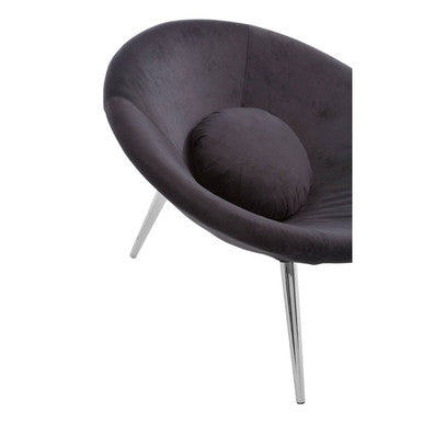Orsina Arto Conic Black Velvet Accent Chair with Chrome Metal Legs