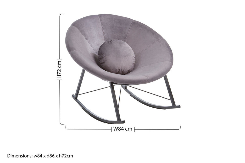 Orsina Arto Grey Velvet Conic Rocking Chair – Modern Nursery Rocker