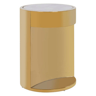 Orsina Carlox Round Side Table – White Marble Effect & Gold Base