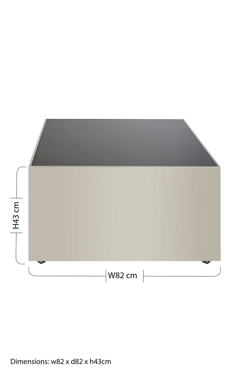 Orsina Carlox Square Black Tempered Glass Coffee Table – Chrome Frame