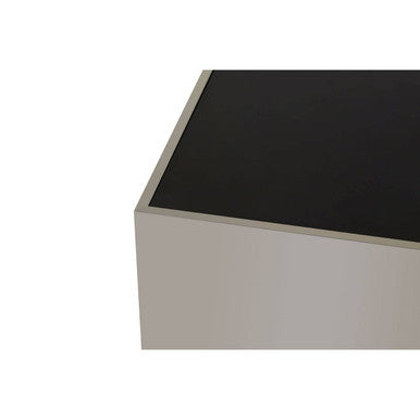 Orsina Carlox Square Black Tempered Glass Coffee Table – Chrome Frame