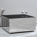 Orsina Carlox Square Black Tempered Glass Coffee Table – Chrome Frame
