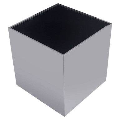 Orsina Carlox Black Tempered Glass Side Table | Square Chrome Frame