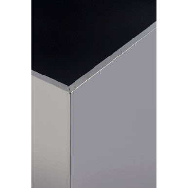 Orsina Carlox Black Tempered Glass Side Table | Square Chrome Frame