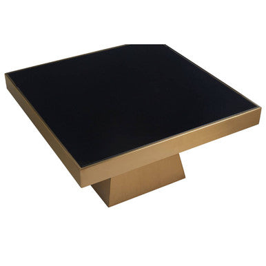 Orsina Carlox Square Black Glass Coffee Table with Gold Steel Base