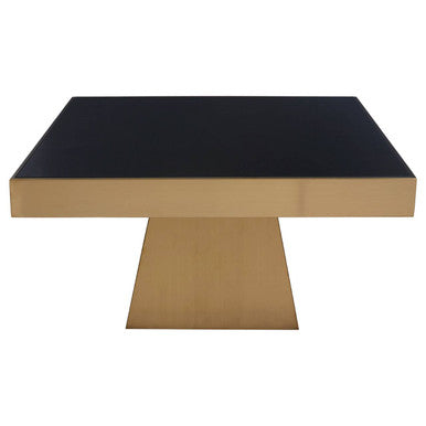 Orsina Carlox Square Black Glass Coffee Table with Gold Steel Base