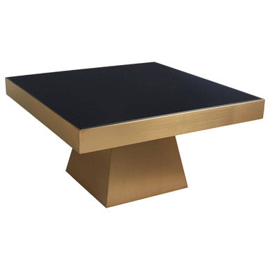 Orsina Carlox Square Black Glass Coffee Table with Gold Steel Base