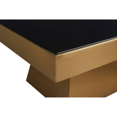 Orsina Carlox Square Black Glass Coffee Table with Gold Steel Base