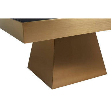 Orsina Carlox Square Black Glass Coffee Table with Gold Steel Base