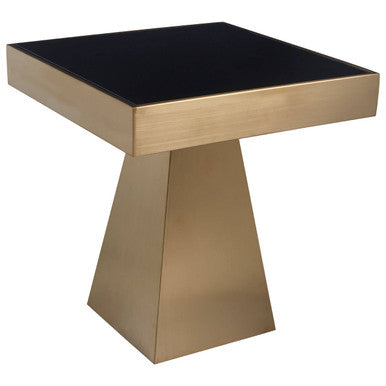 Orsina Carlox Gold Square Side Table with Black Tempered Glass Top