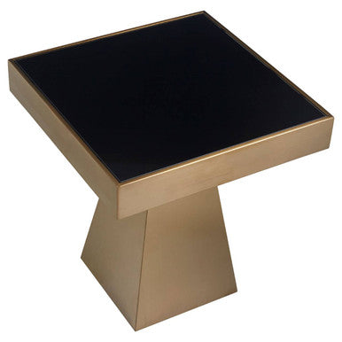 Orsina Carlox Gold Square Side Table with Black Tempered Glass Top