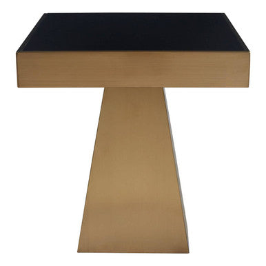 Orsina Carlox Gold Square Side Table with Black Tempered Glass Top