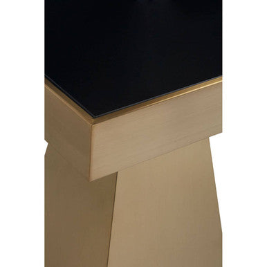 Orsina Carlox Gold Square Side Table with Black Tempered Glass Top