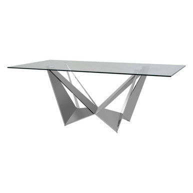 Orsina Carlox 6-Seater Glass Dining Table with Silver Chrome Legs