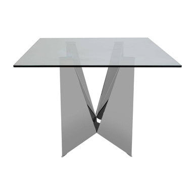 Orsina Carlox 6-Seater Glass Dining Table with Silver Chrome Legs
