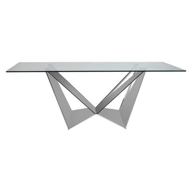 Orsina Carlox 6-Seater Glass Dining Table with Silver Chrome Legs