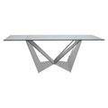 Orsina Carlox 6-Seater Glass Dining Table with Silver Chrome Legs