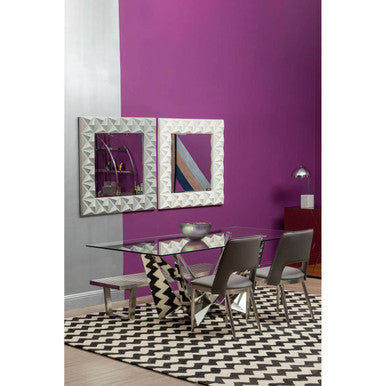 Orsina Carlox 6-Seater Glass Dining Table with Silver Chrome Legs