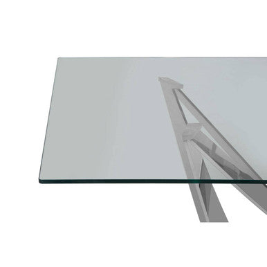 Orsina Carlox 6-Seater Glass Dining Table with Silver Chrome Legs