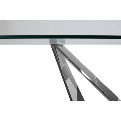 Orsina Carlox 6-Seater Glass Dining Table with Silver Chrome Legs