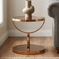 Orsina Tula Round Side Table – Rose Gold Stainless Steel & Smoked Glass