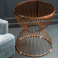 Orsina Tula Round Side Table – Gold Hourglass Base & Smoked Glass