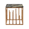 Orsina Tula Black Marble Square Side Table | Rose Gold Steel Frame