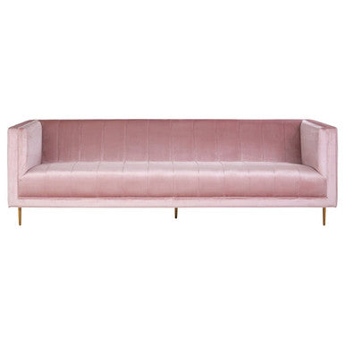 Orsina Otylia 3-Seater Pink Velvet Sofa with Metallic Base