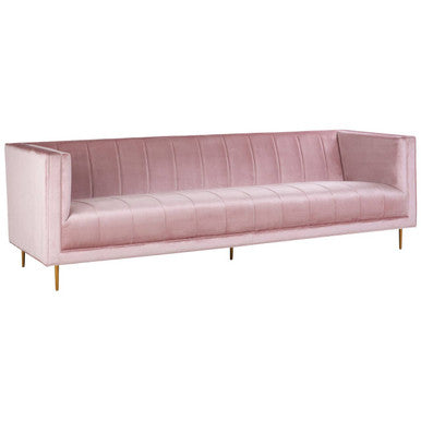 Orsina Otylia 3-Seater Pink Velvet Sofa with Metallic Base