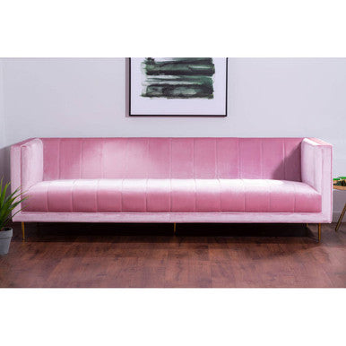 Orsina Otylia 3-Seater Pink Velvet Sofa with Metallic Base