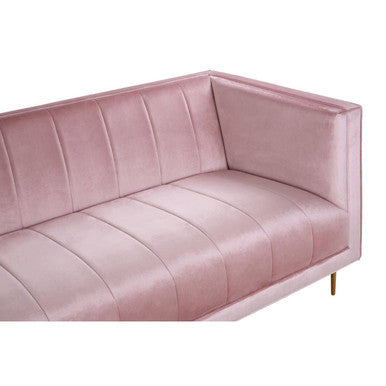 Orsina Otylia 3-Seater Pink Velvet Sofa with Metallic Base
