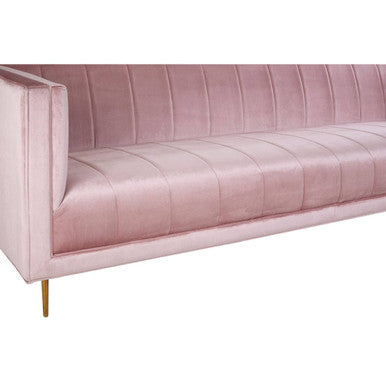 Orsina Otylia 3-Seater Pink Velvet Sofa with Metallic Base