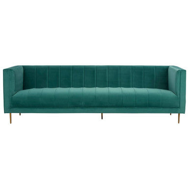 Orsina Otylia 3-Seater Green Velvet Sofa with Metallic Base