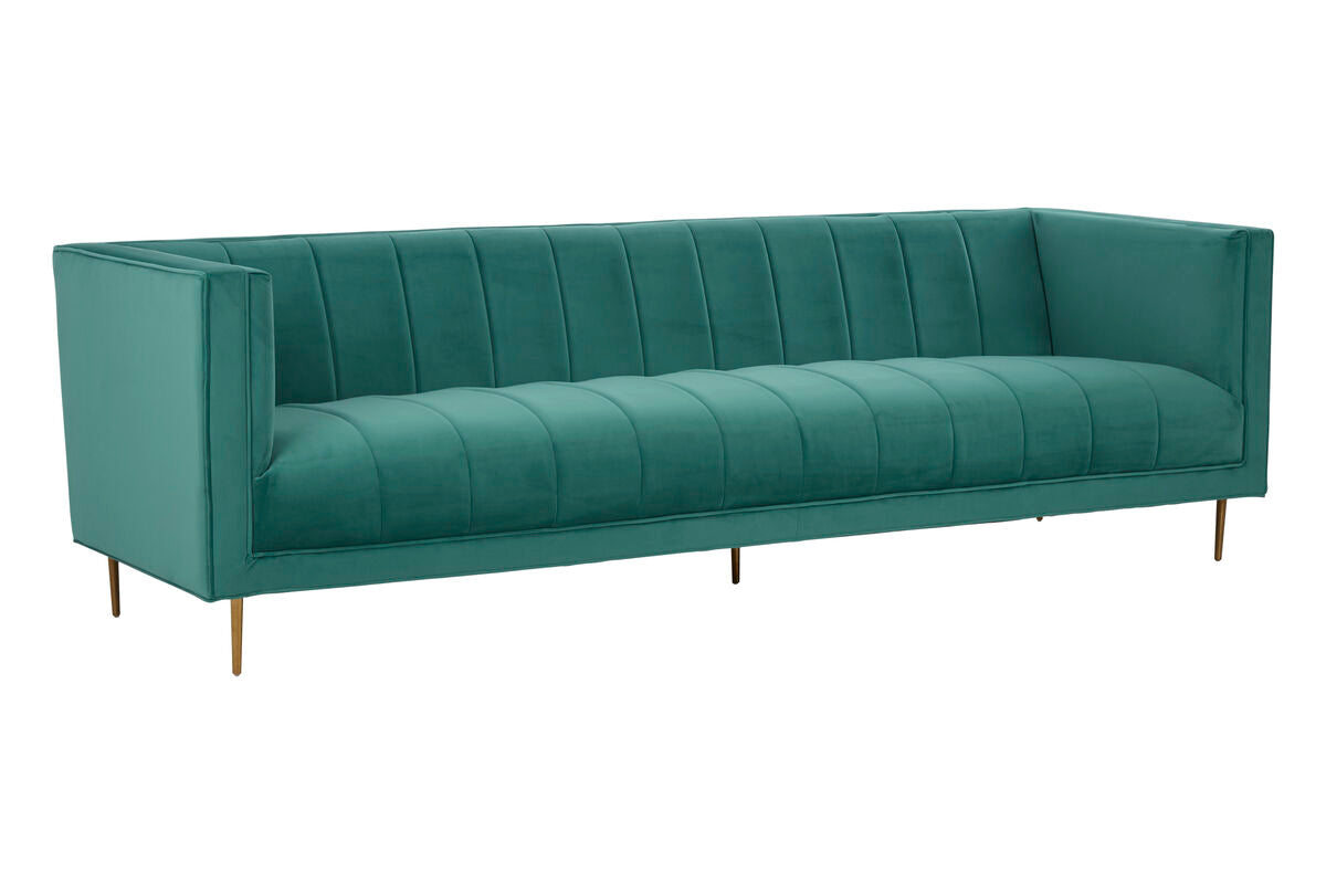 Orsina Otylia 3-Seater Green Velvet Sofa with Metallic Base