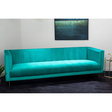 Orsina Otylia 3-Seater Green Velvet Sofa with Metallic Base