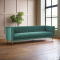 Orsina Otylia 3-Seater Green Velvet Sofa with Metallic Base