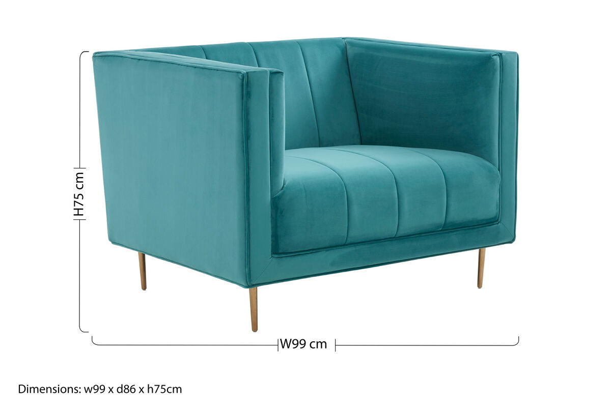 Orsina Otylia Green Velvet Armchair | Modern Lounge Chair with Gold Base