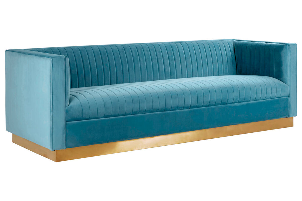 Orsina Opal 3-Seater Light Blue Velvet Sofa – Modern Tufted Lounge