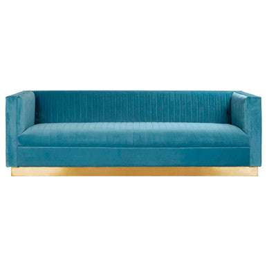 Orsina Opal 3-Seater Light Blue Velvet Sofa – Modern Tufted Lounge
